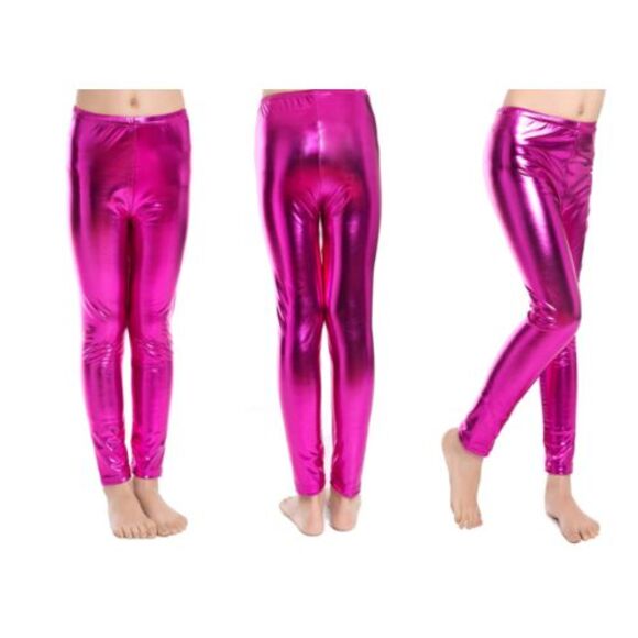 Dance Leggings Aaronano Hot Pink Medium Child Jazz Gymnastics Spandex Hip Hop C - Picture 1 of 1